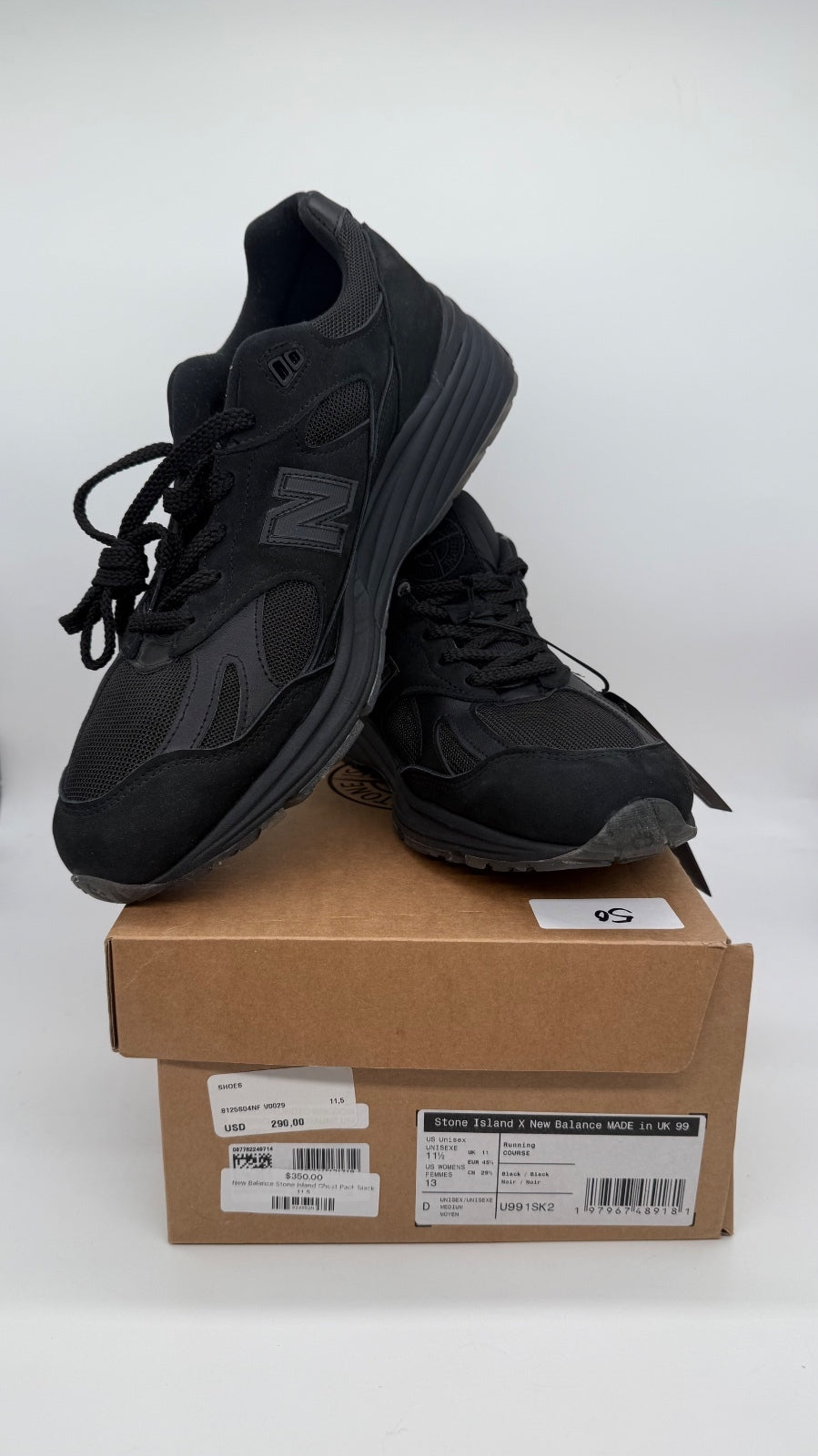 Stone Island NB 991v2 Black U991SK2 Men 11.5 Made UK