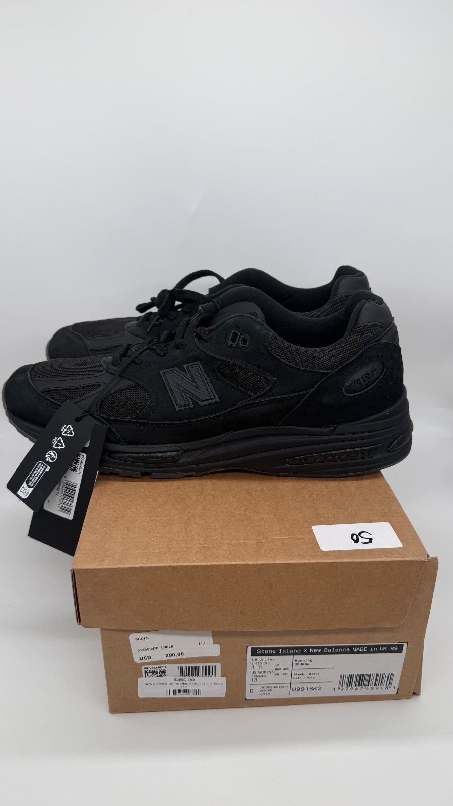 Stone Island NB 991v2 Black U991SK2 Men 11.5 Made UK