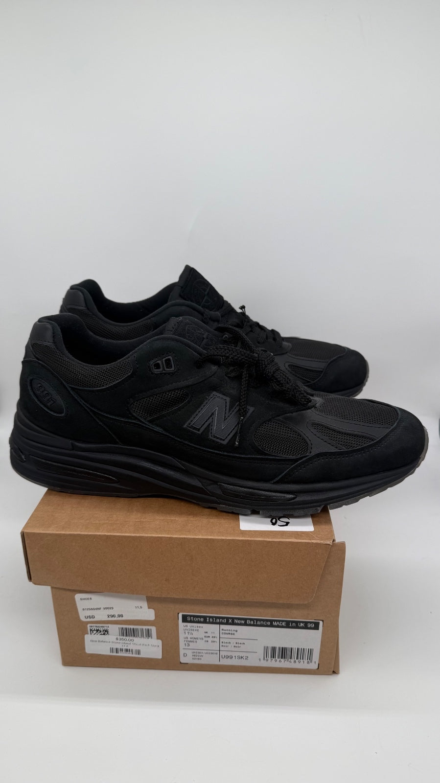 Stone Island NB 991v2 Black U991SK2 Men 11.5 Made UK