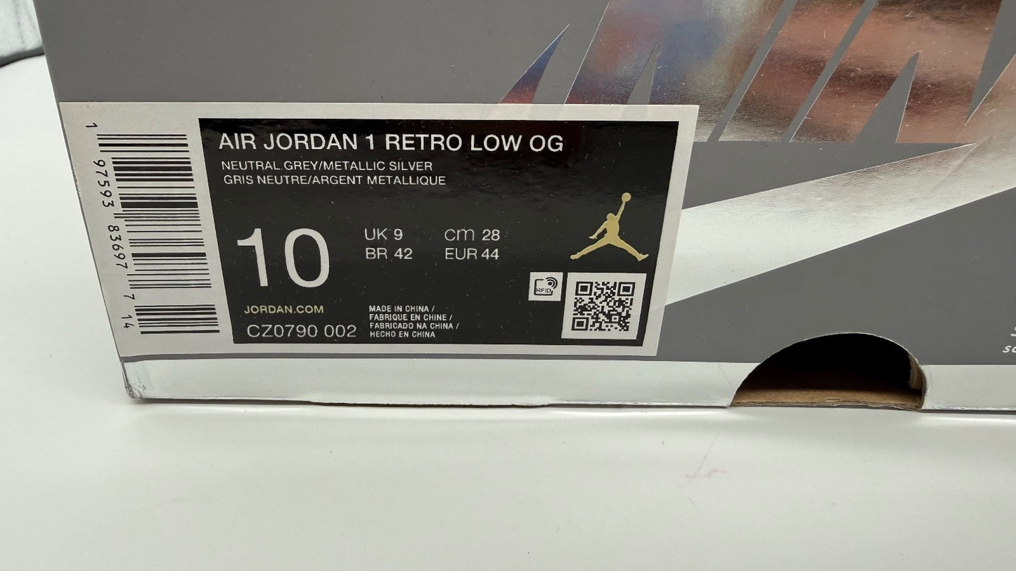 Jordan 1 Low OG Metallic Silver Men’s 10 CZ0790-002