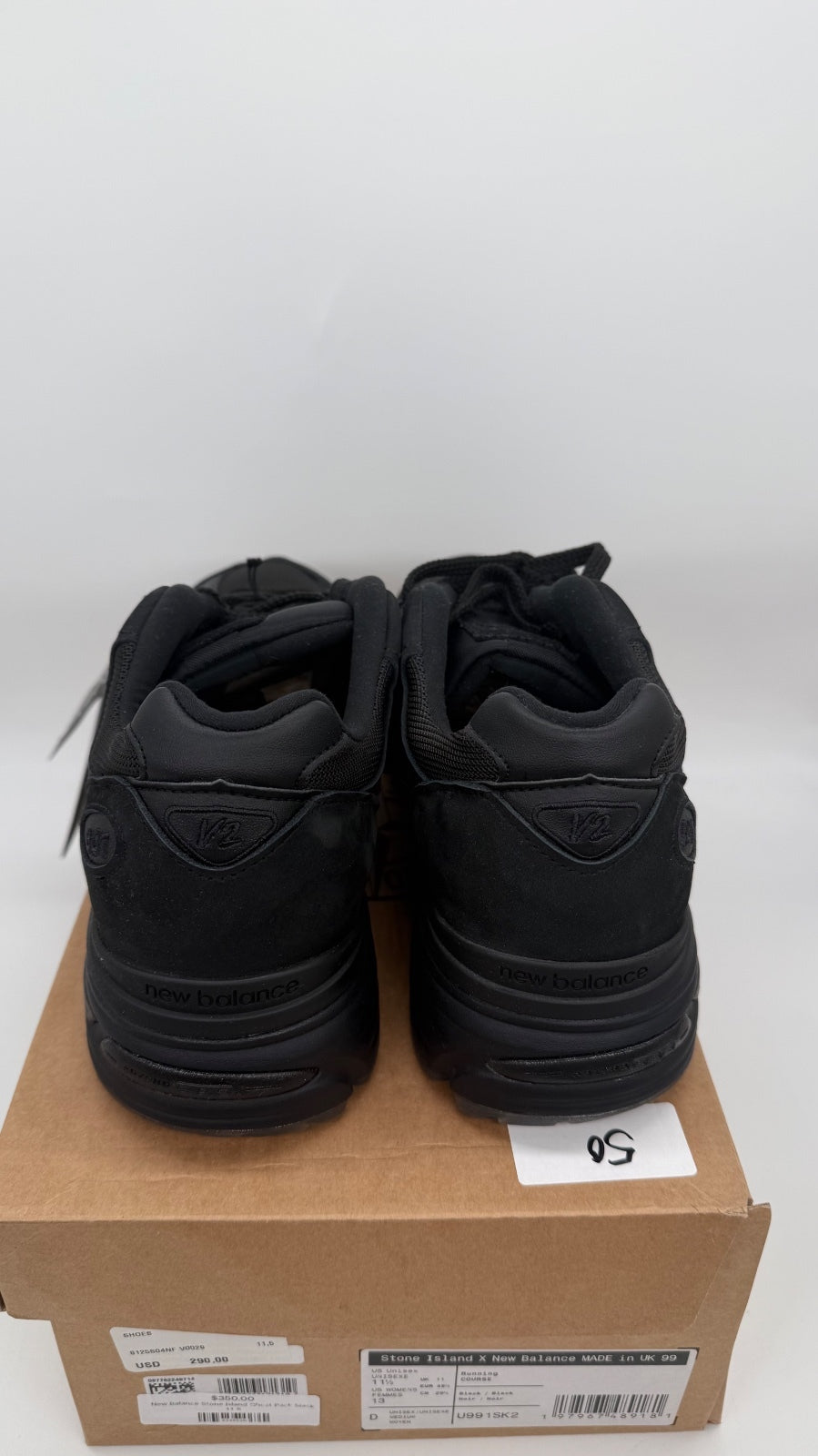 Stone Island NB 991v2 Black U991SK2 Men 11.5 Made UK